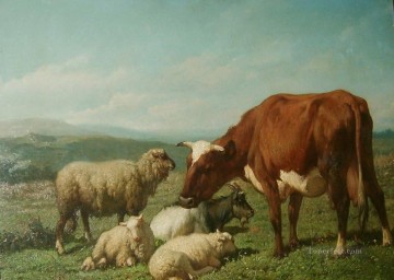  Cattle Art Painting - Robbe Louis Cattle in a field
